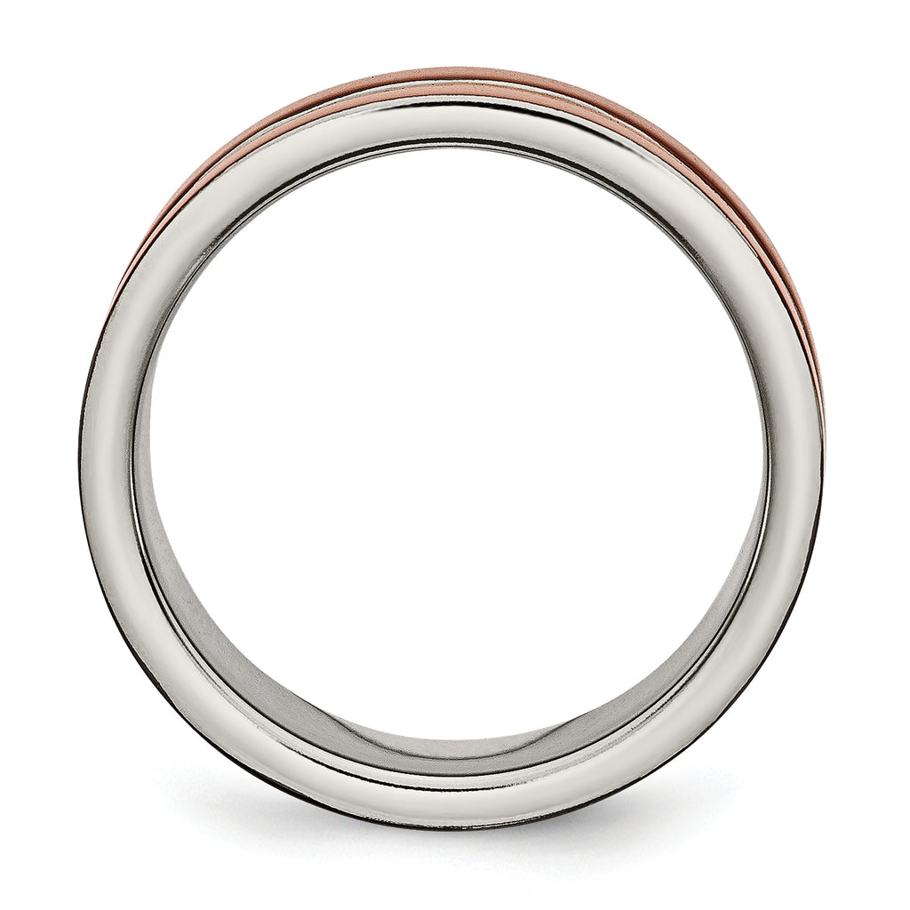 Grooved Brown IP Wedding Band in Titanium, 8mm