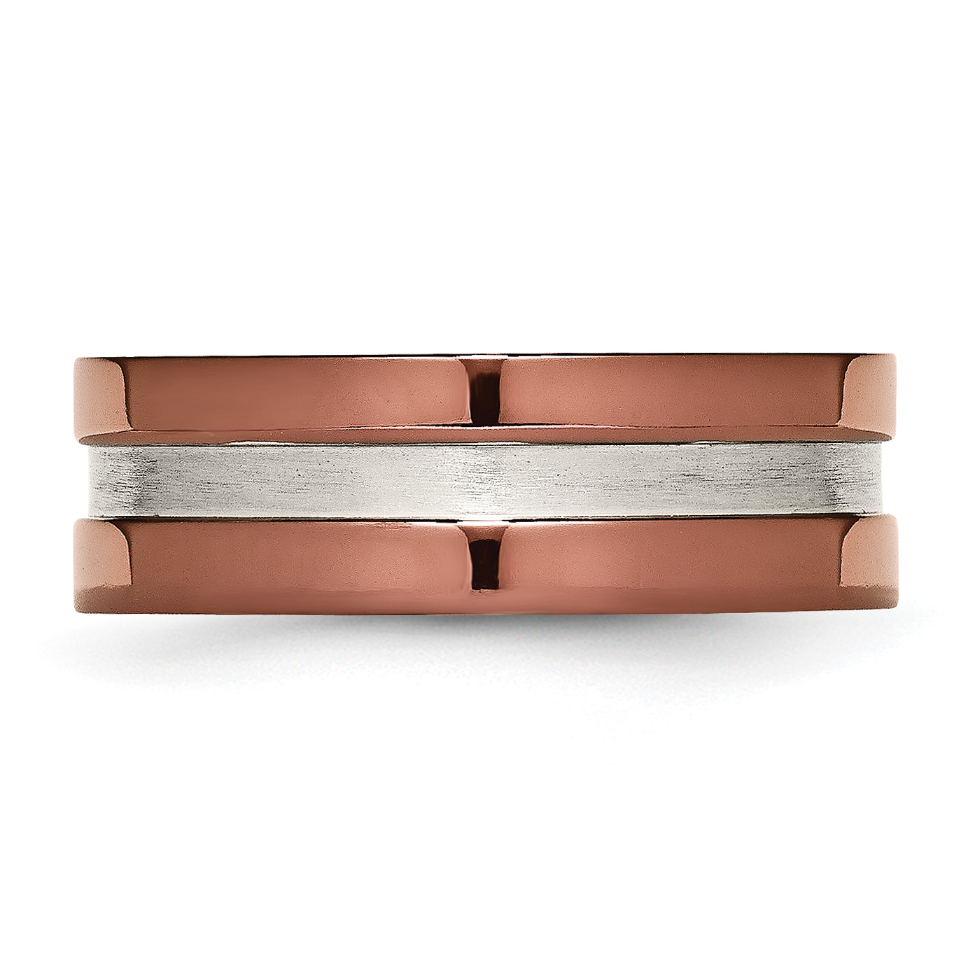 Grooved Brown IP Wedding Band in Titanium, 8mm