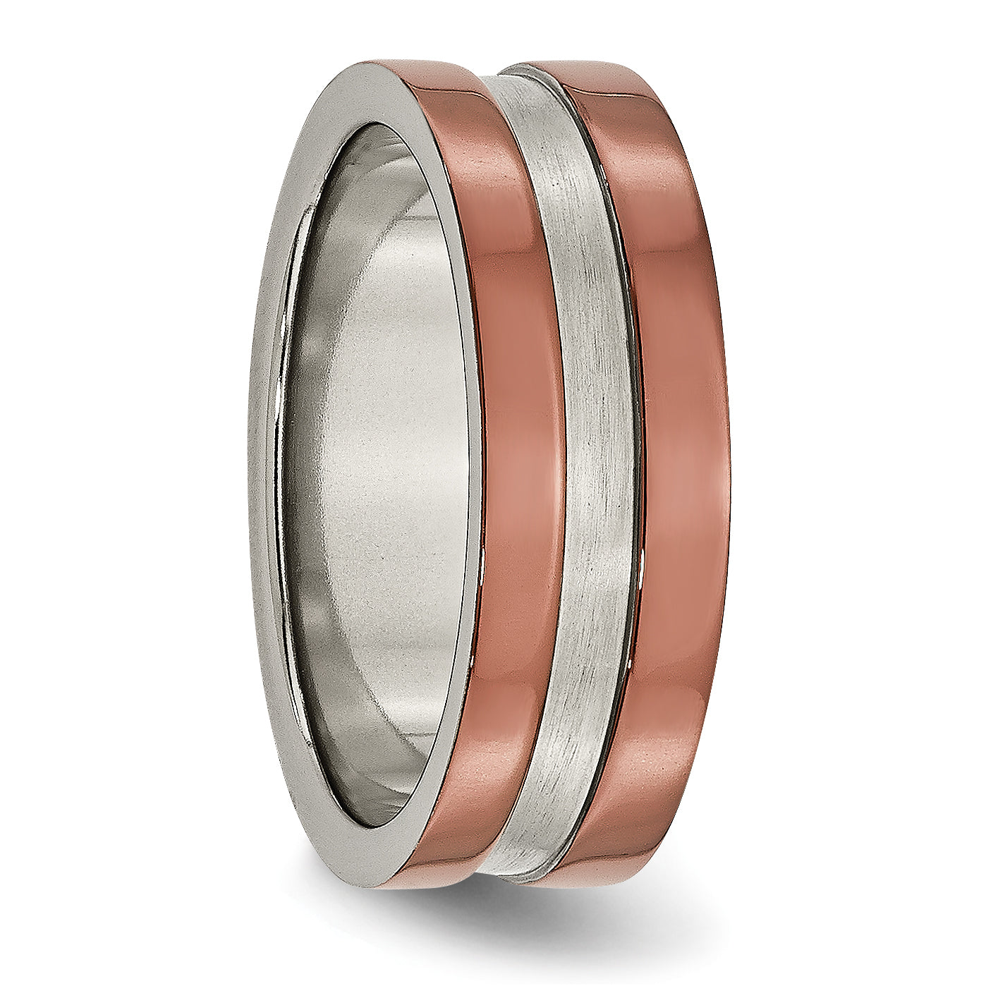 Grooved Brown IP Wedding Band in Titanium, 8mm