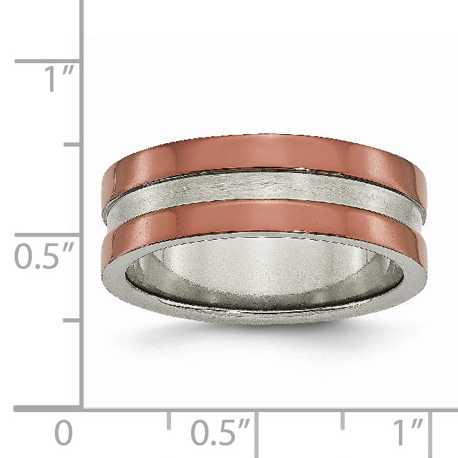Grooved Brown IP Wedding Band in Titanium, 8mm