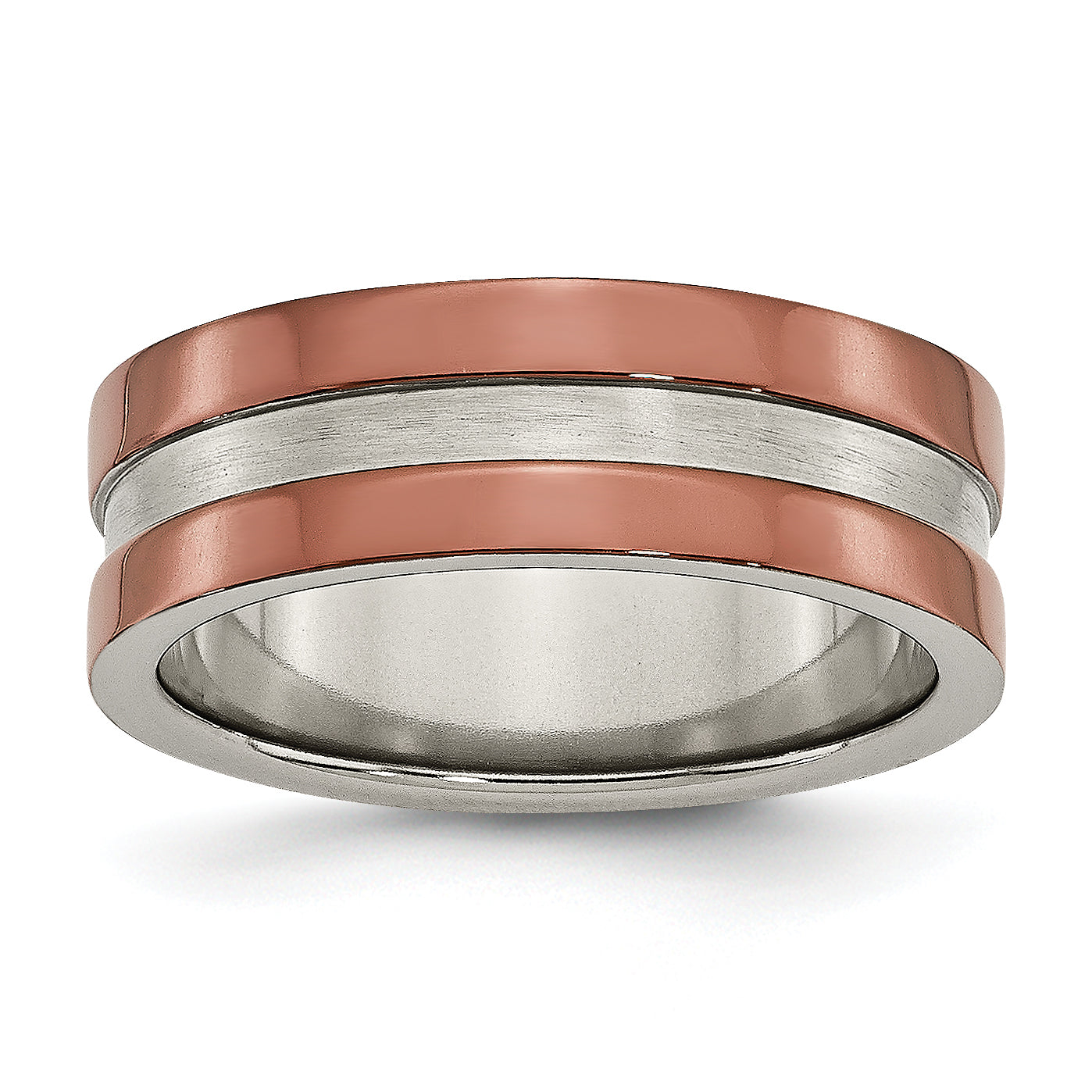 Titanium Grooved 8mm Brown IP-plated Polished Withbrushed Center Band Main image