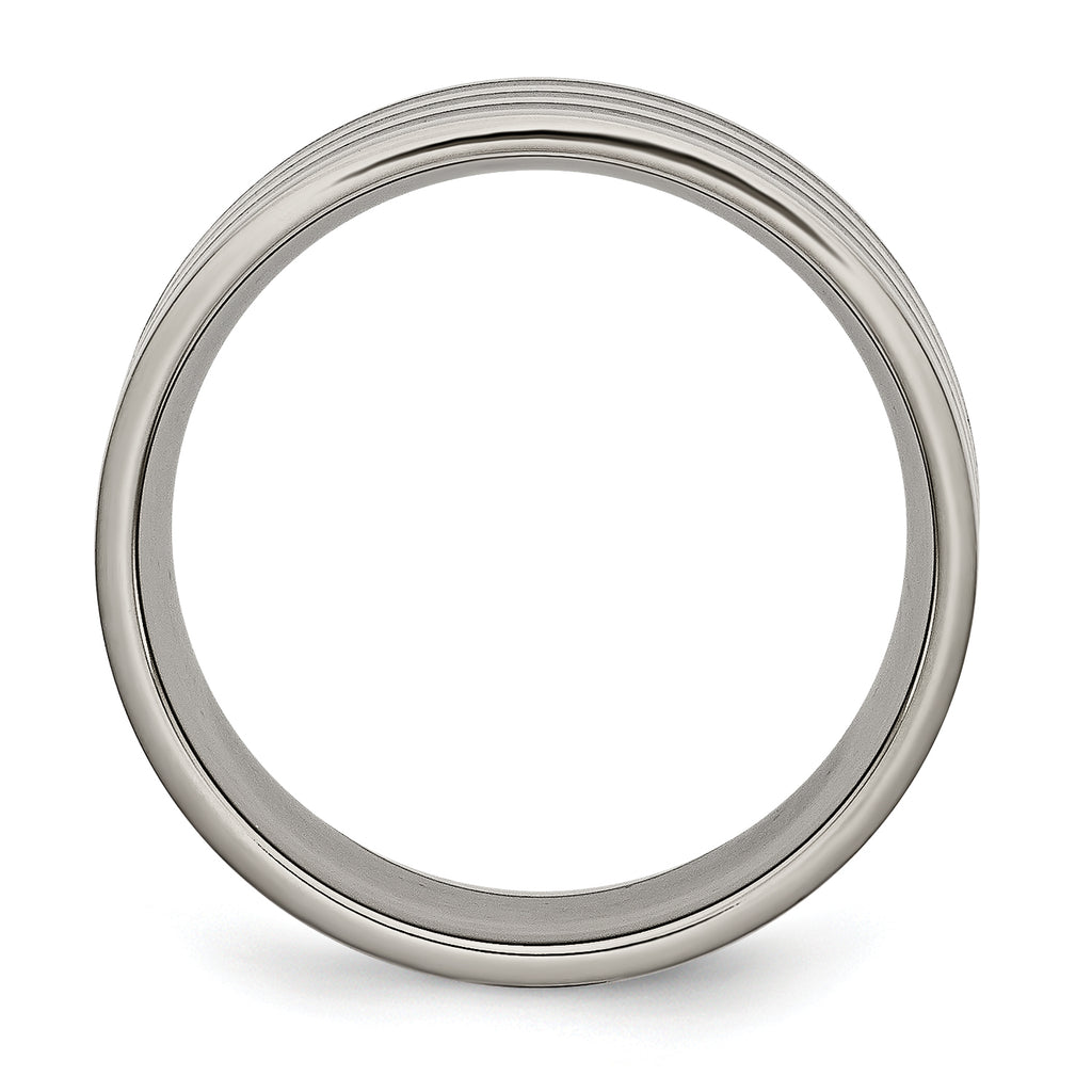 Black IP-Plated Striped Wedding Band in Titanium, 8mm