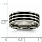 Black IP-Plated Striped Wedding Band in Titanium, 8mm