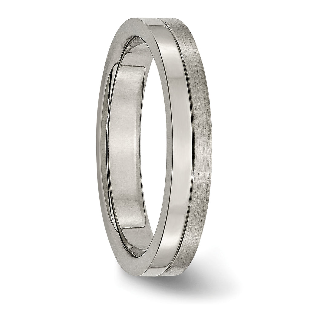 Grooved Wedding Band in Titanium, 4mm