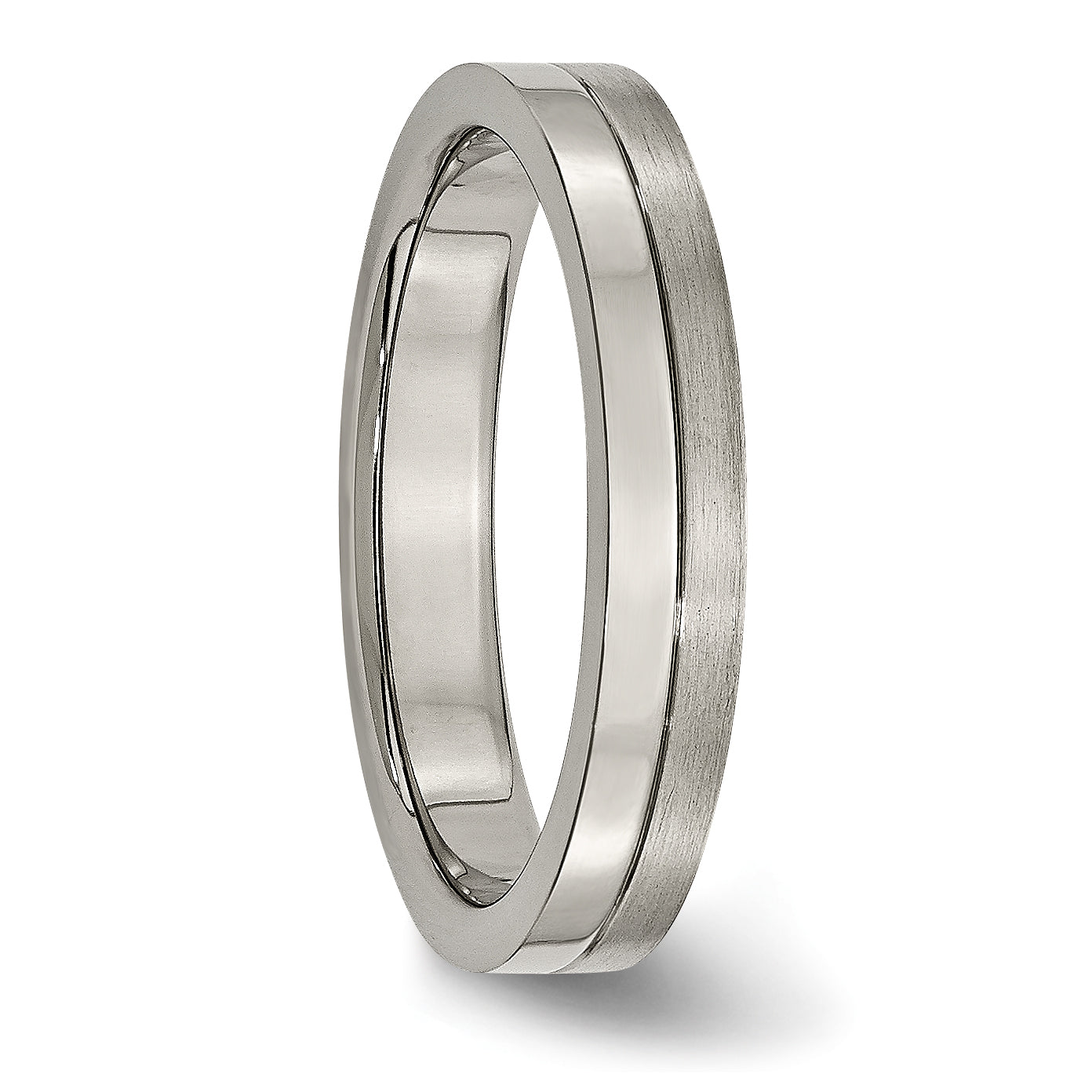 Grooved Wedding Band in Titanium, 4mm