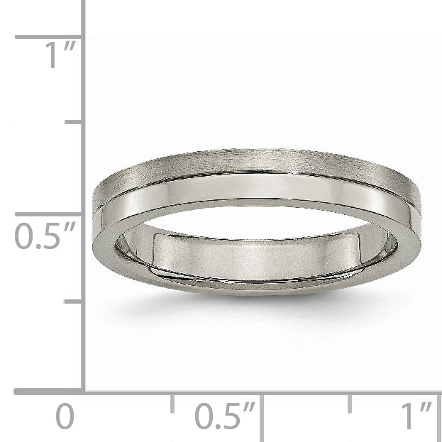 Grooved Wedding Band in Titanium, 4mm