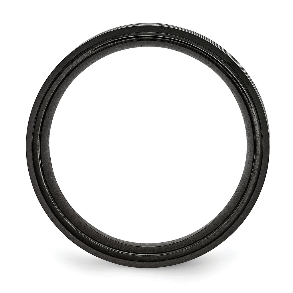 Striped Wedding Band in Black IP-Plated Titanium, 8mm
