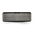 Striped Wedding Band in Black IP-Plated Titanium, 8mm