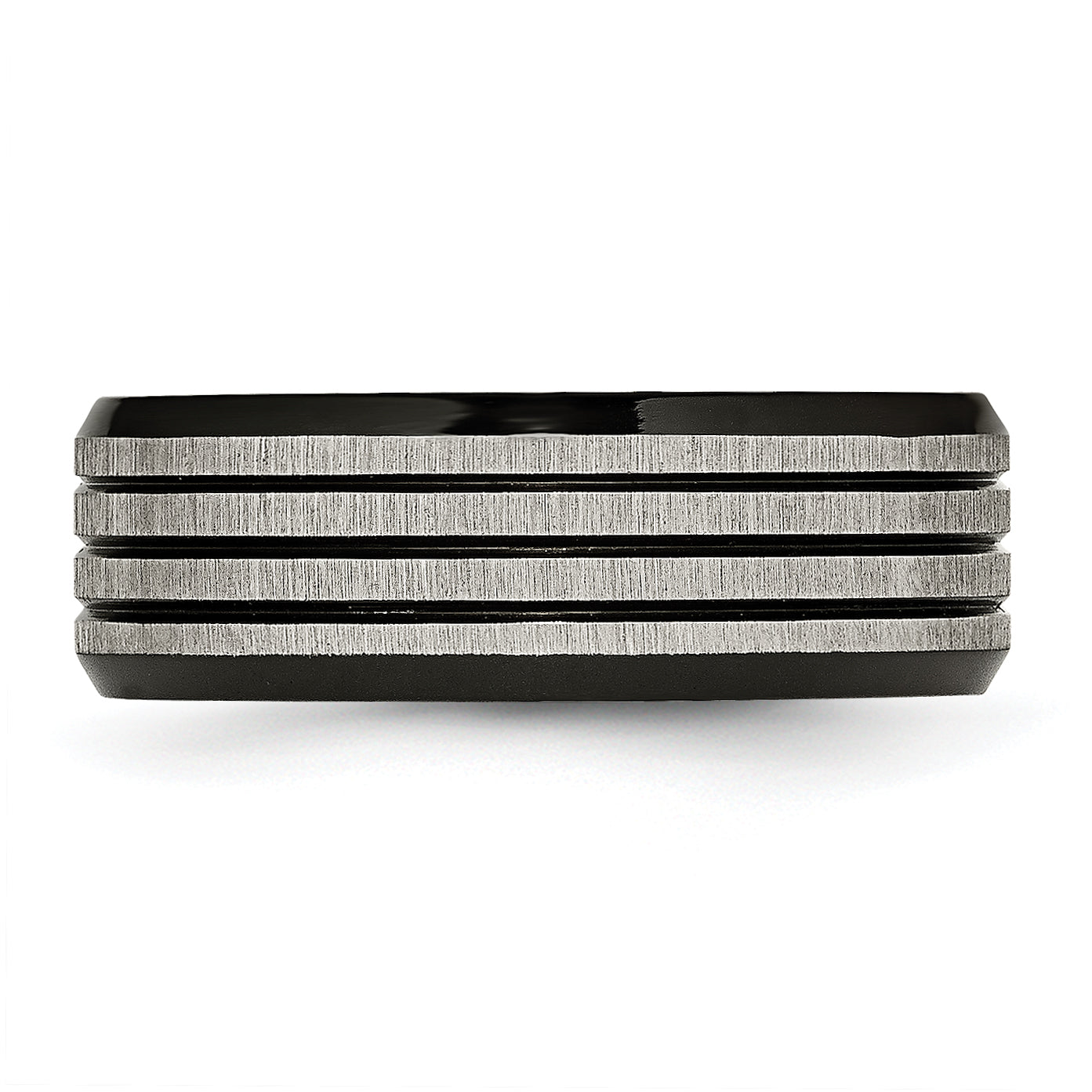 Striped Wedding Band in Black IP-Plated Titanium, 8mm