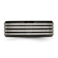 Titanium Unisex Wedding Band with Black Stripes Engravable 8mm