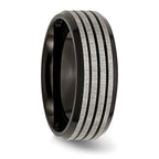 Striped Wedding Band in Black IP-Plated Titanium, 8mm