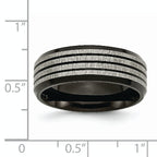 Striped Wedding Band in Black IP-Plated Titanium, 8mm