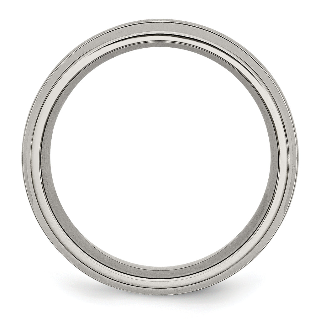 Grooved Comfort-Fit Wedding Band in Titanium, 8mm
