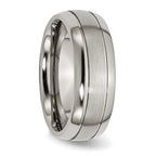 Grooved Comfort-Fit Wedding Band in Titanium, 8mm
