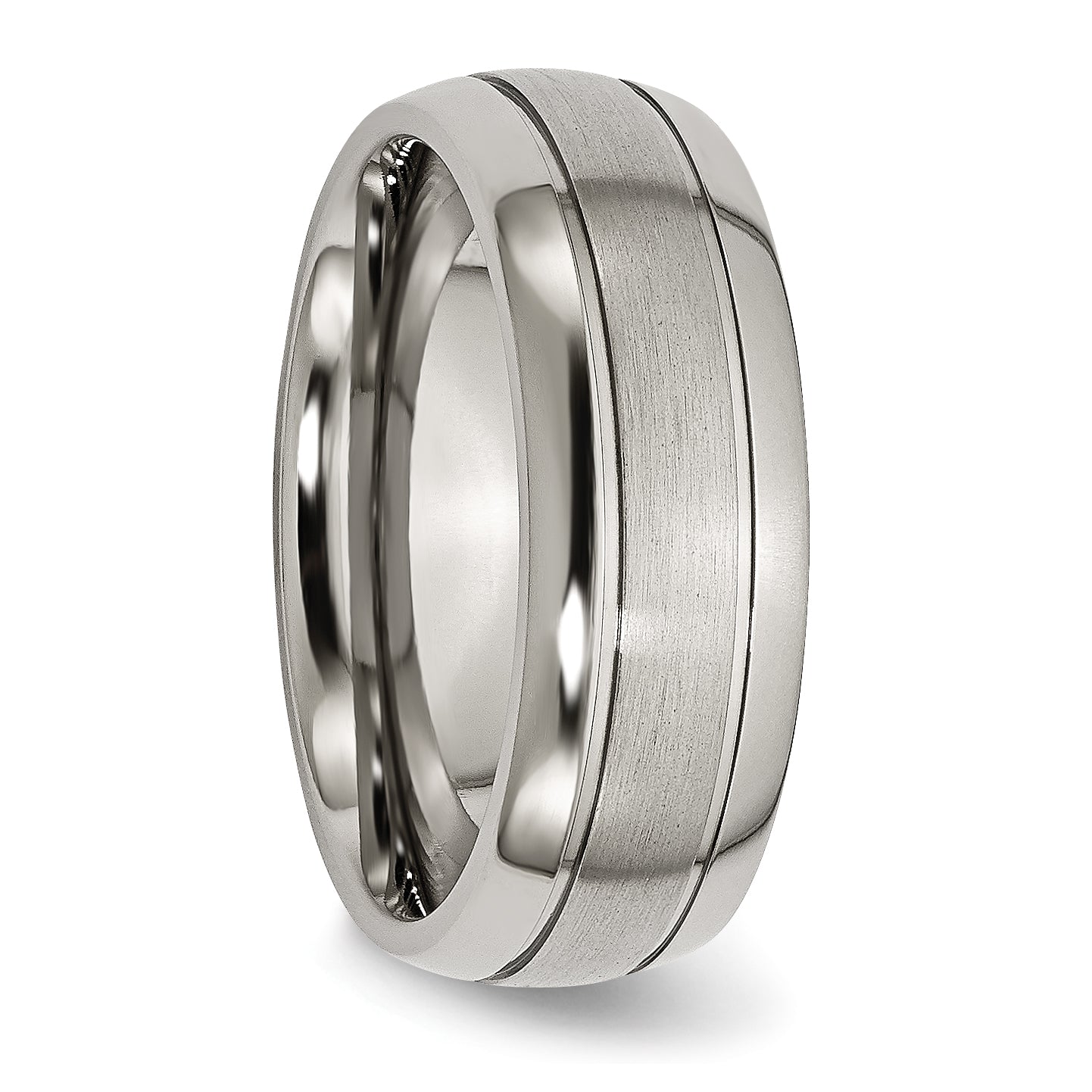 Grooved Comfort-Fit Wedding Band in Titanium, 8mm