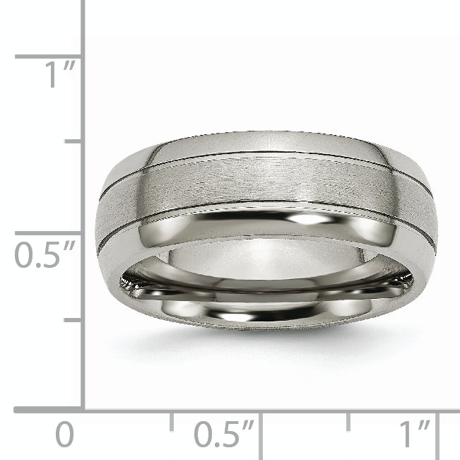 Grooved Comfort-Fit Wedding Band in Titanium, 8mm