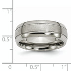 Grooved Comfort-Fit Wedding Band in Titanium, 8mm