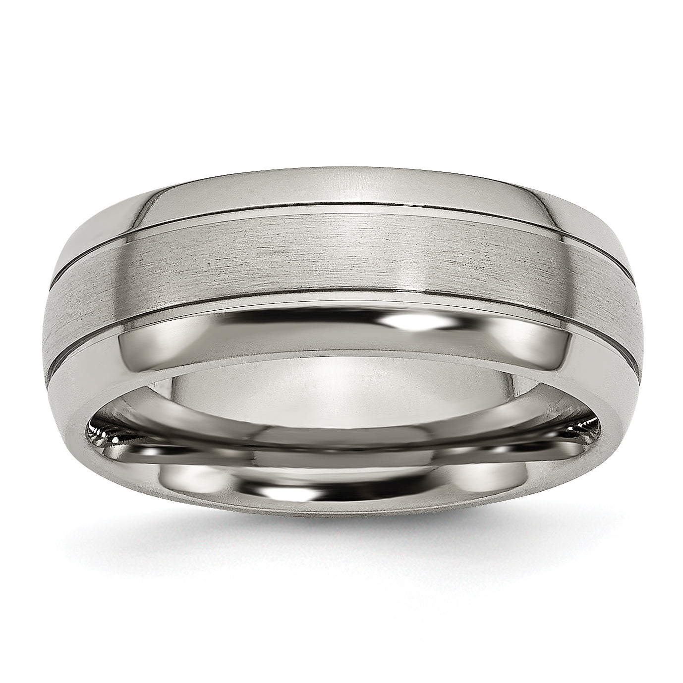 Titanium Brushed and Polished 8mm Grooved Band Main image