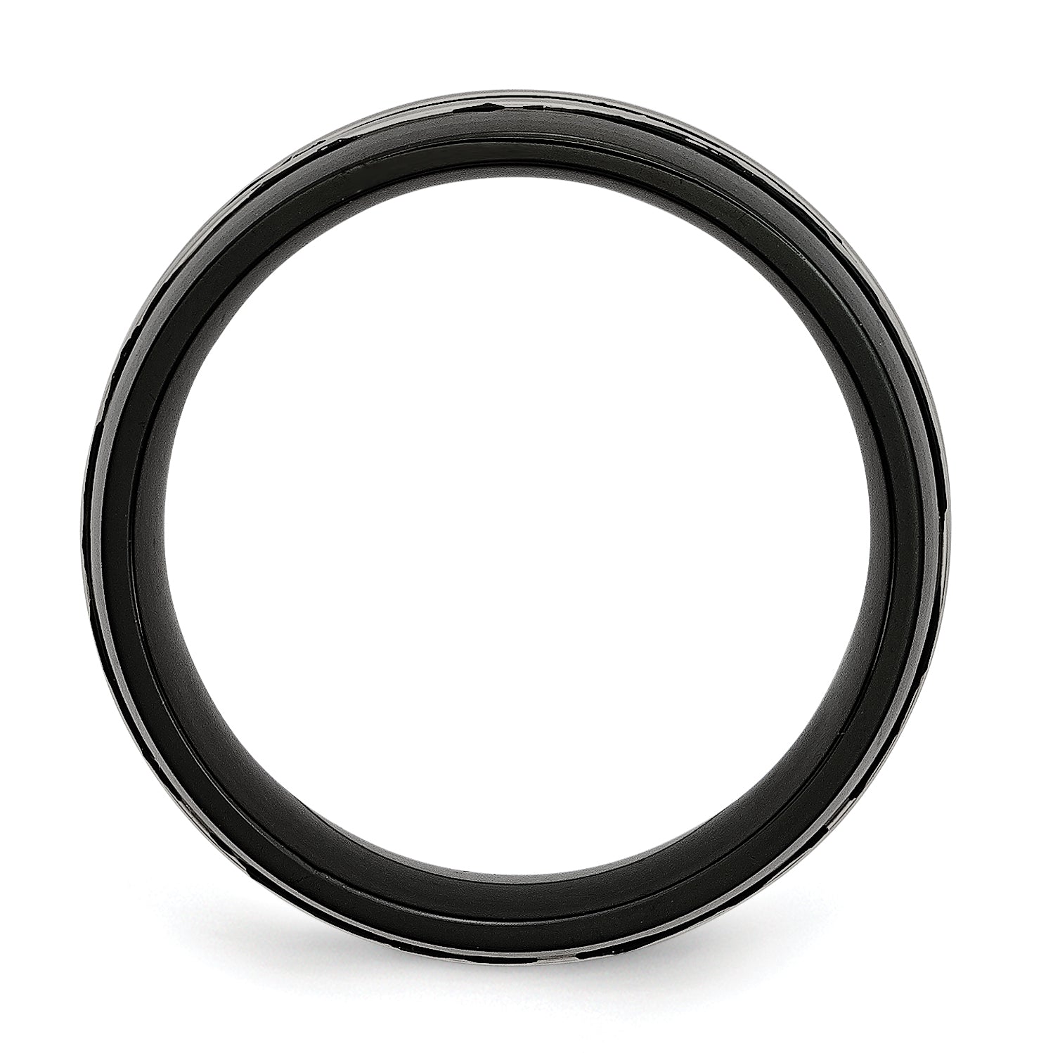 Grooved Black IP Wedding Band in Titanium, 8mm