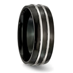 Grooved Black IP Wedding Band in Titanium, 8mm