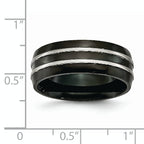 Grooved Black IP Wedding Band in Titanium, 8mm