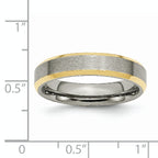 Titanium Gold-Tone 5mm Unisex Engravable Beveled Wedding Band