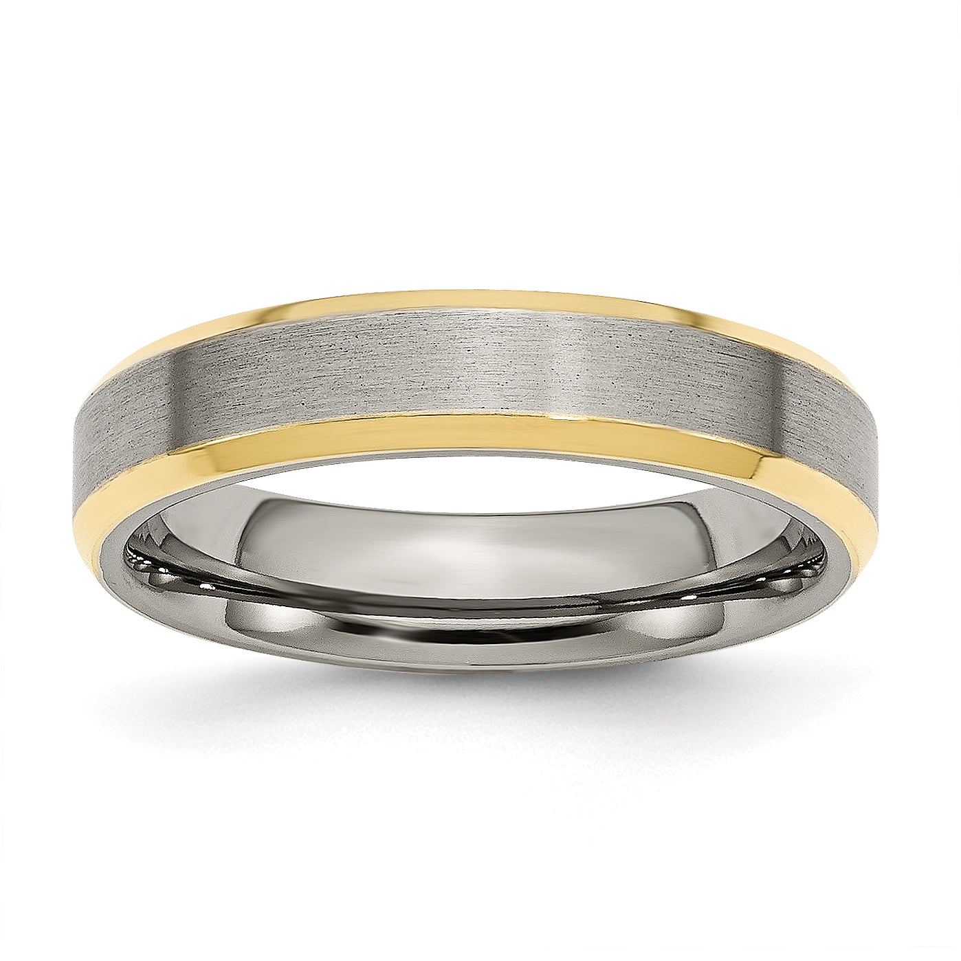 Titanium Brushed Yellow IP-plated 5mm Beveled Edge Band Main image
