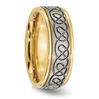 Scroll Design Wedding Band in Titanium with Gold IP Plating, 8mm