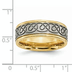Scroll Design Wedding Band in Titanium with Gold IP Plating, 8mm