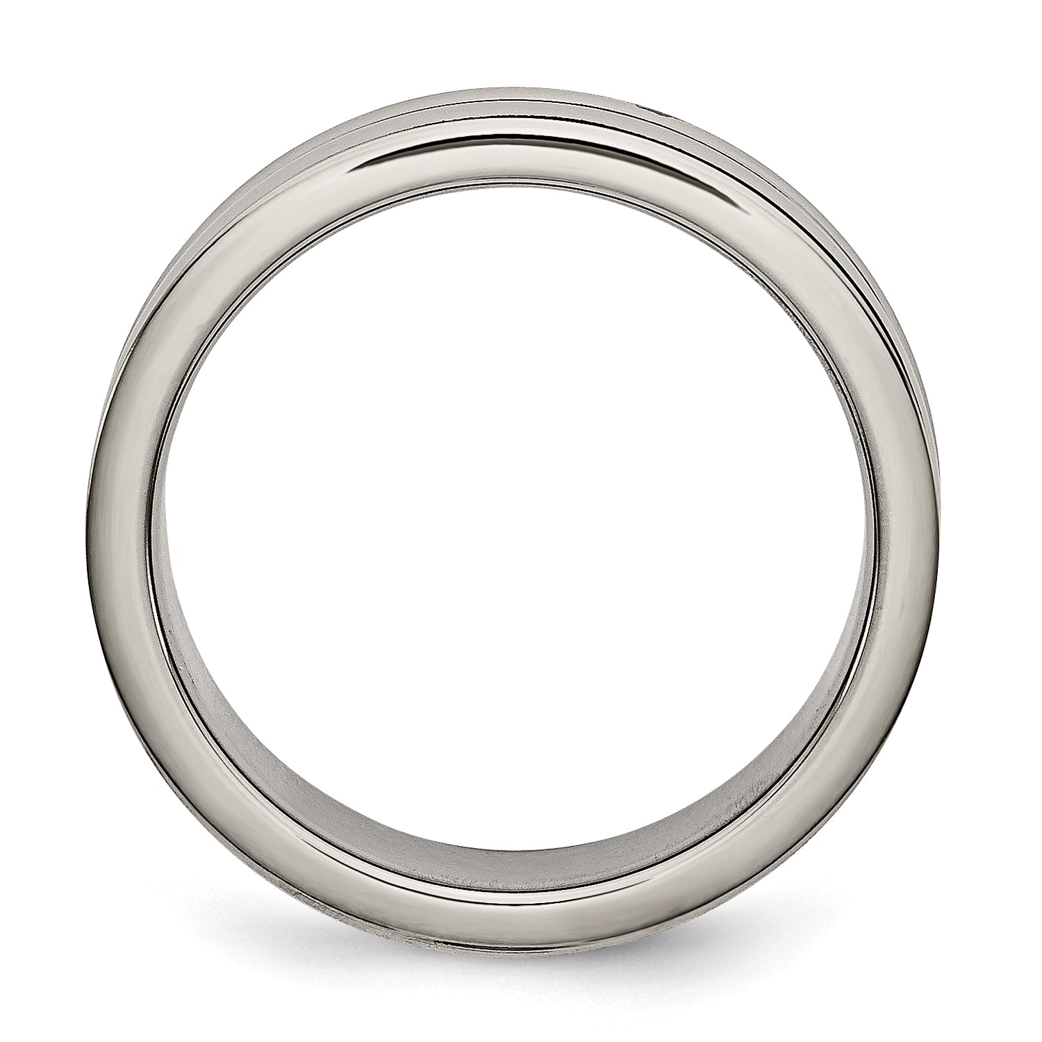 Grooved Wedding Band in Titanium with Black Rubber, 6mm