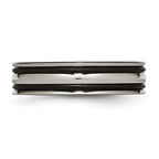 Grooved Wedding Band in Titanium with Black Rubber, 6mm