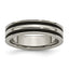 Titanium Polished with Black Rubber 6mm Grooved Band