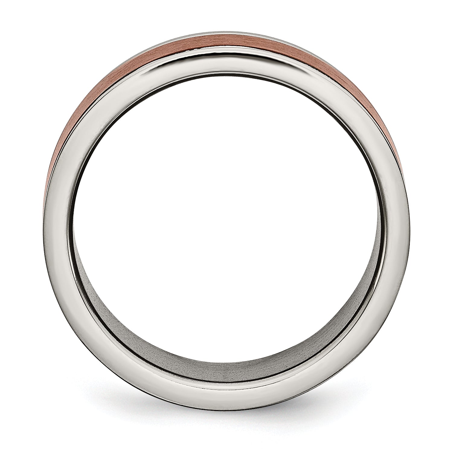 Brown IP Grooved Edge Wedding Band in Titanium, 8mm Secondary image