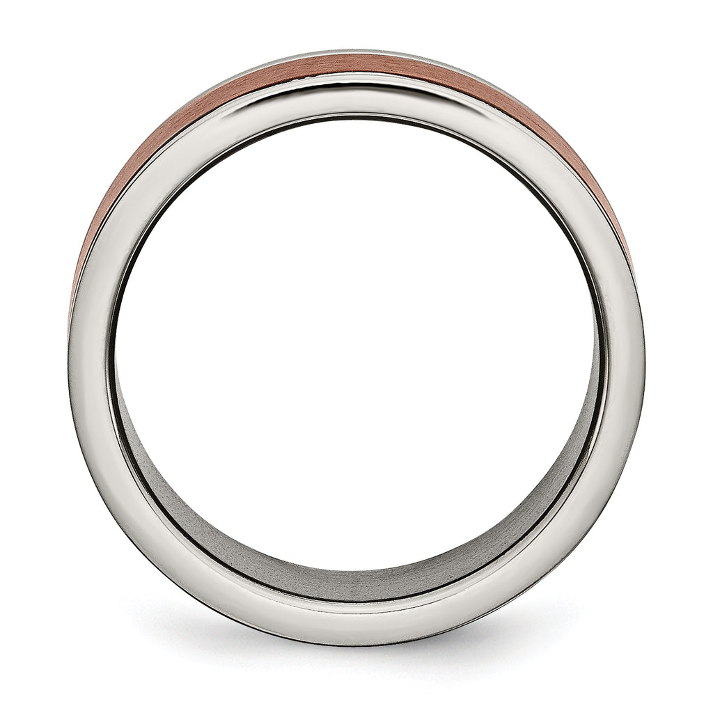 Brown IP Grooved Edge Wedding Band in Titanium, 8mm