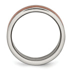 Brown IP Grooved Edge Wedding Band in Titanium, 8mm
