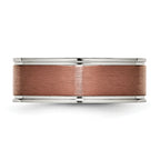 Brown IP Grooved Edge Wedding Band in Titanium, 8mm