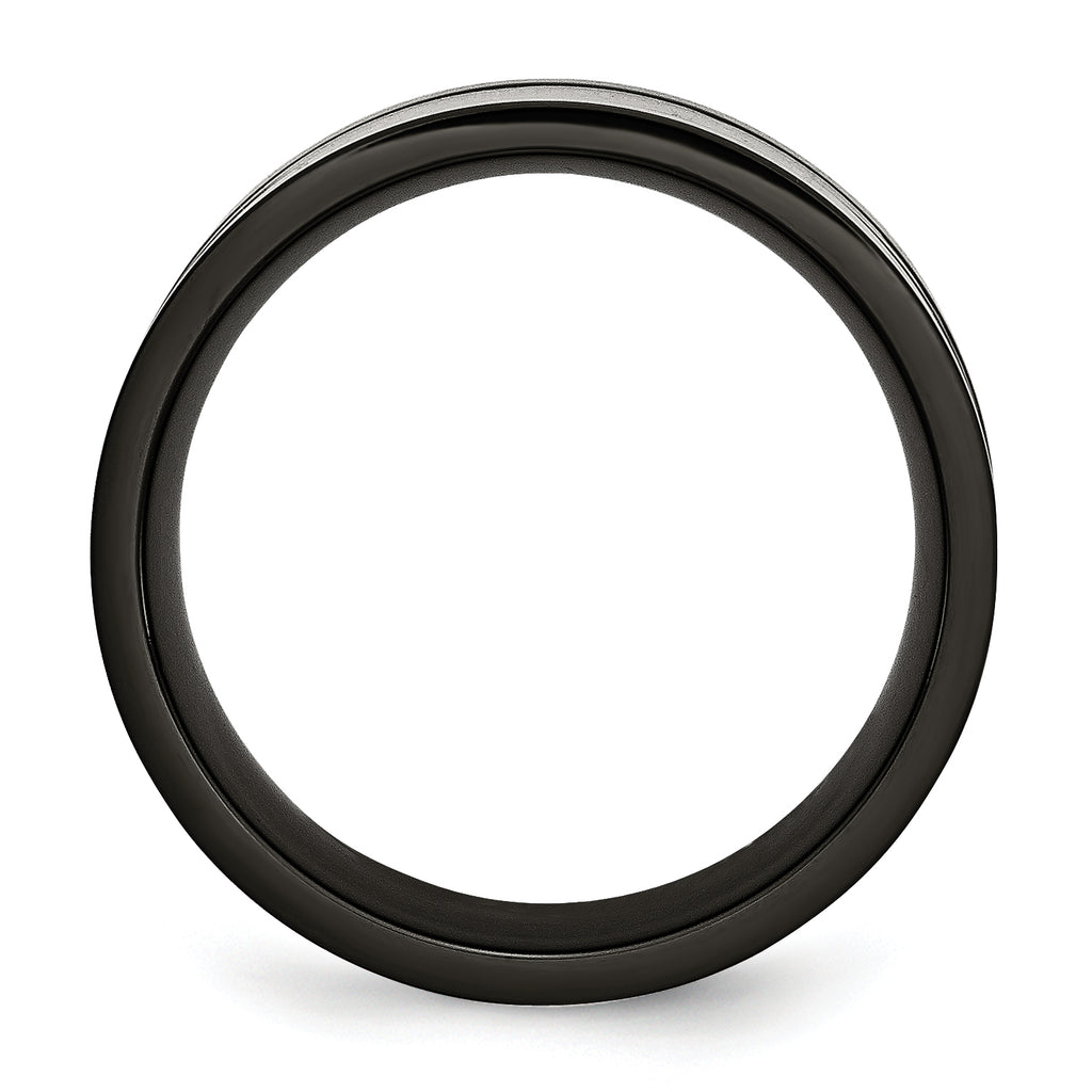 Carbon Fiber Inlay Wedding Band in Black Titanium, 9mm