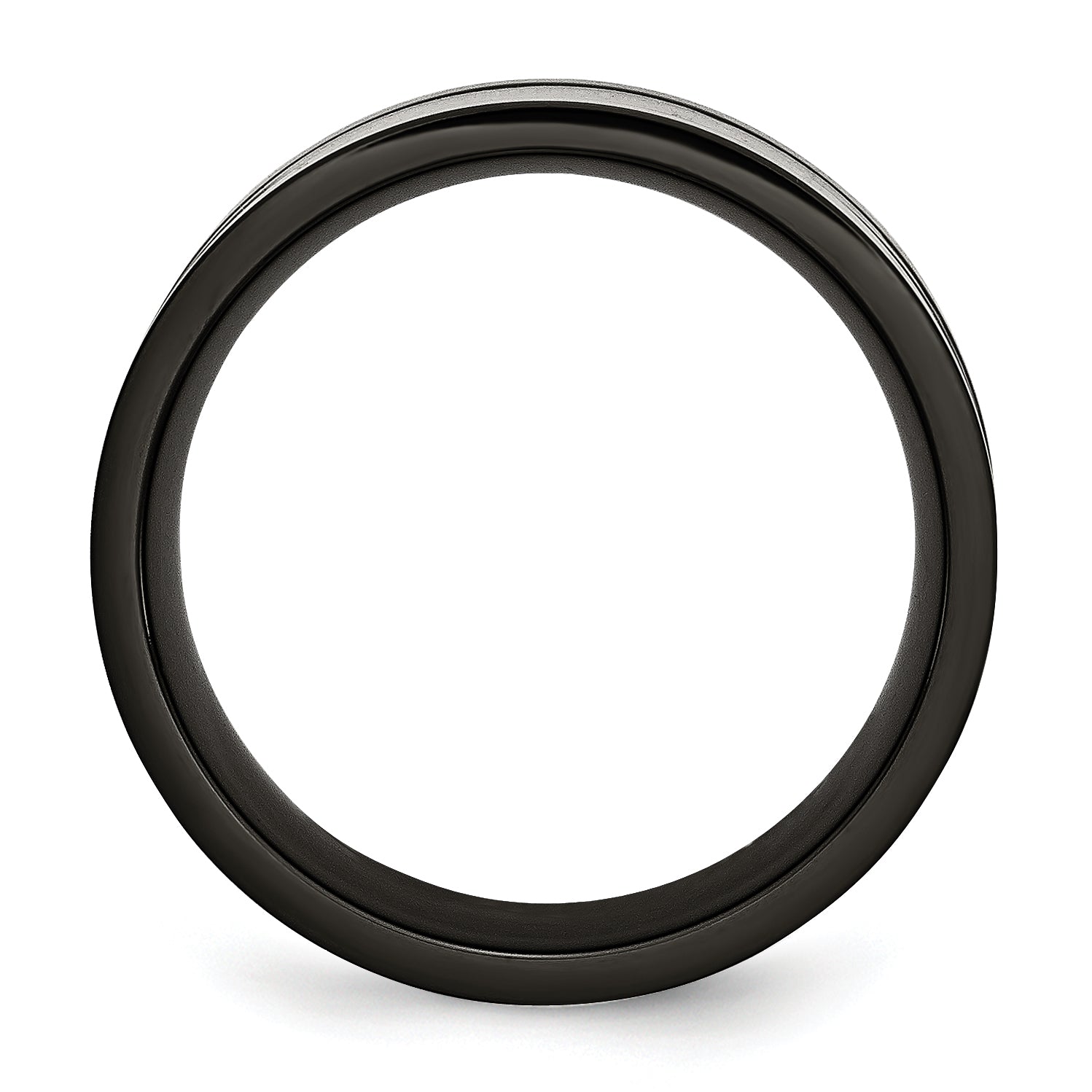 Carbon Fiber Inlay Wedding Band in Black Titanium, 9mm