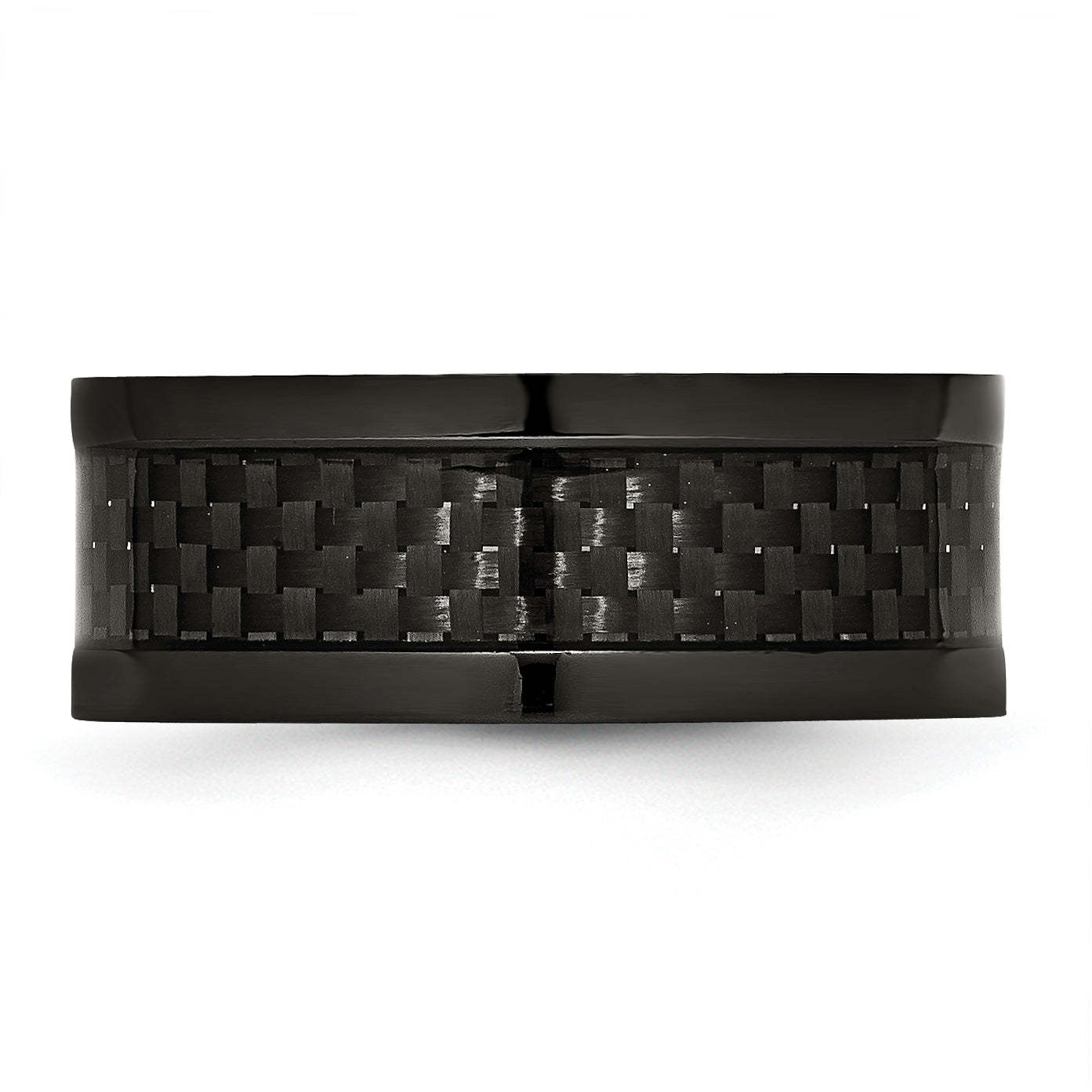 Carbon Fiber Inlay Wedding Band in Black Titanium, 9mm
