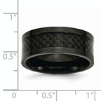 Carbon Fiber Inlay Wedding Band in Black Titanium, 9mm