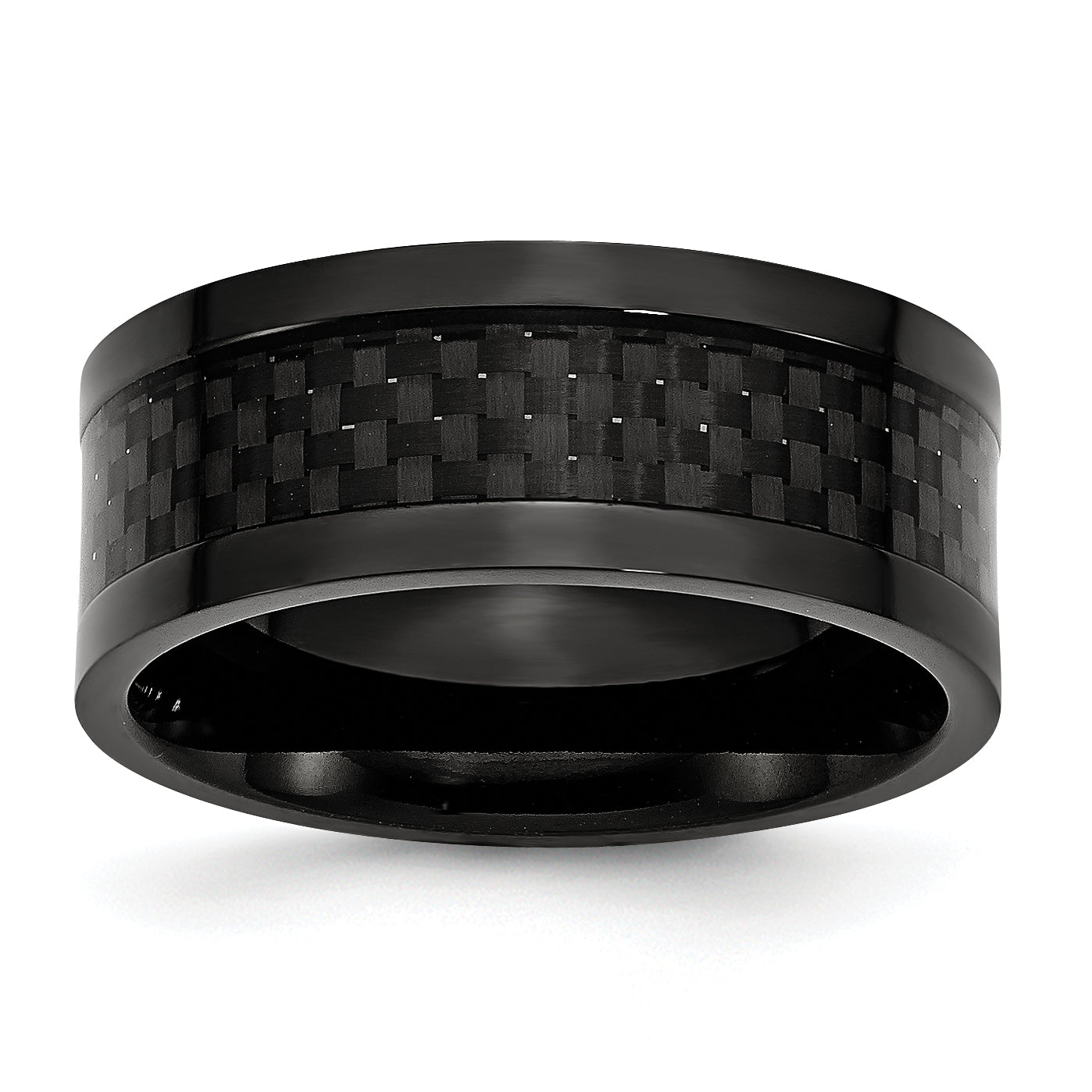 Titanium Polished Black IP-plated with Carbon Fiber Inlay 9mm Band Main image