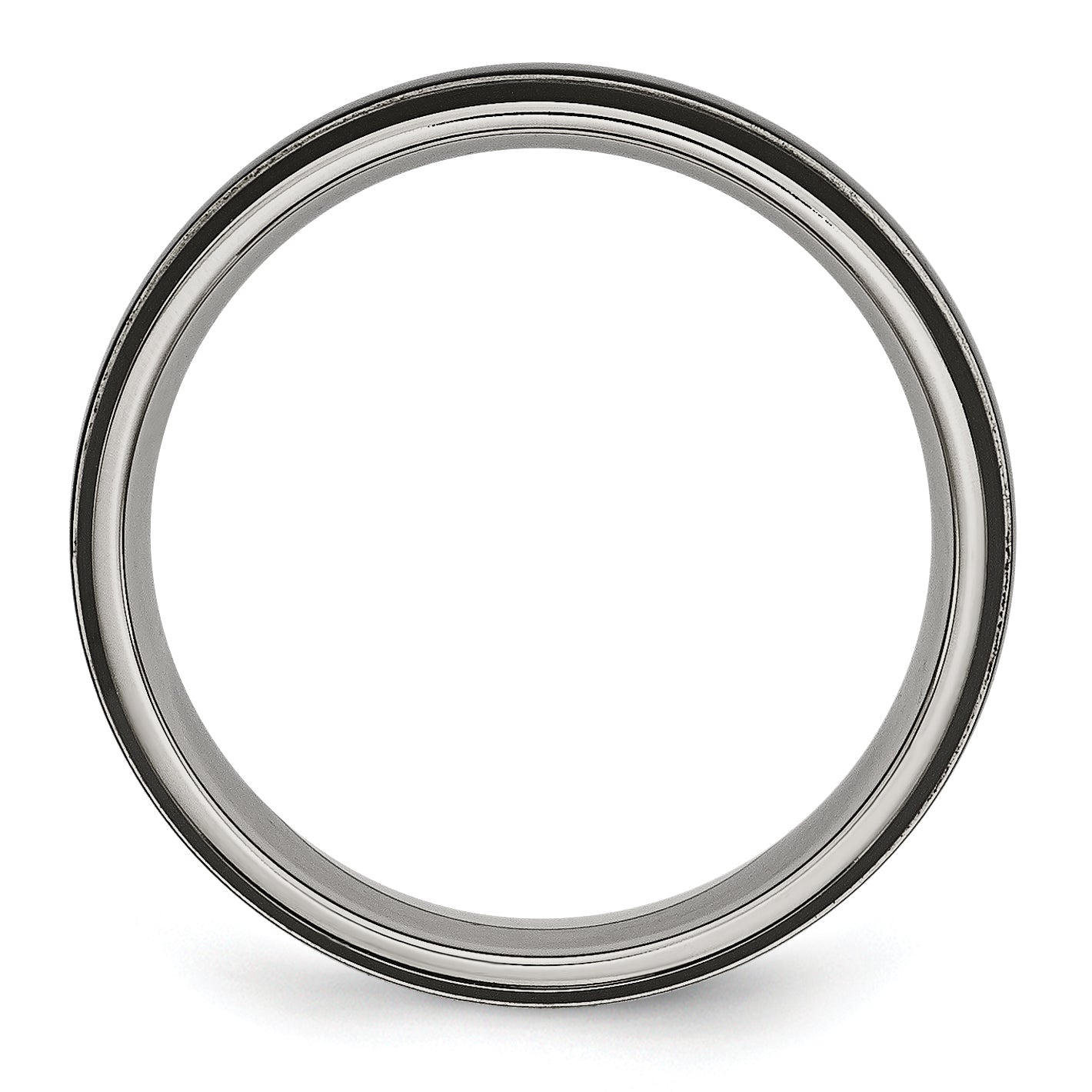 Titanium Grooved Unisex Wedding Band with Polished Black IP Plating