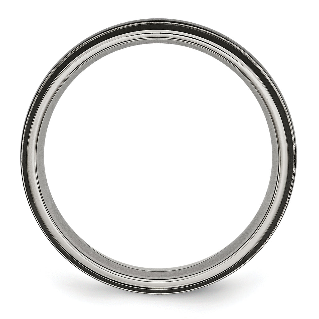Black IP-Plated Grooved Wedding Band in Titanium, 6mm