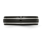 Black IP-Plated Grooved Wedding Band in Titanium, 6mm