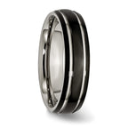 Black IP-Plated Grooved Wedding Band in Titanium, 6mm