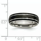 Black IP-Plated Grooved Wedding Band in Titanium, 6mm