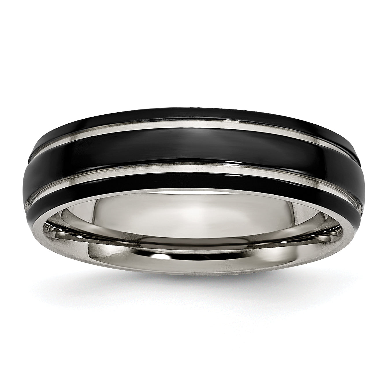 Titanium Polished Black IP-plated 6mm Grooved Band Main image