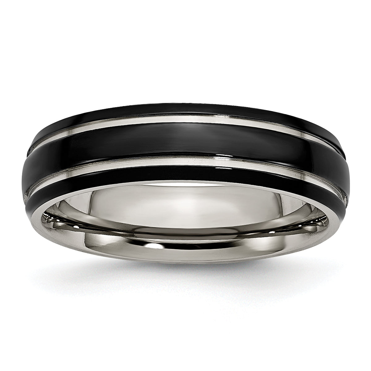Titanium Polished Black IP-plated 6mm Grooved Band