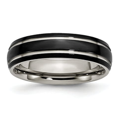 Titanium Polished Black IP-plated 6mm Grooved Band