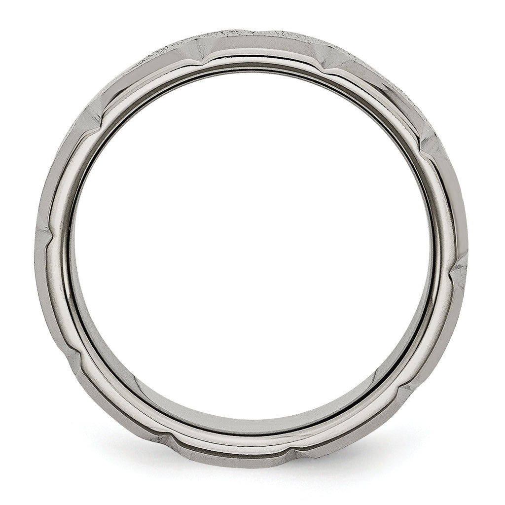 Beveled Edge Wedding Band in Titanium, 8mm Brushed